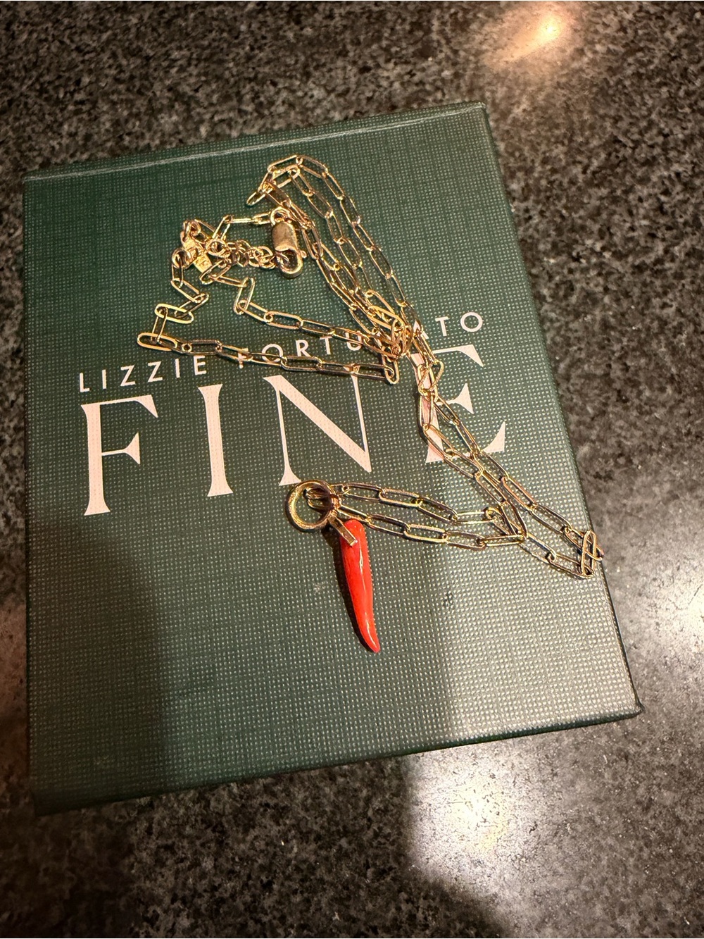 Lizzie Fortunato Fine Red Coral Horn 14K Gold Charm